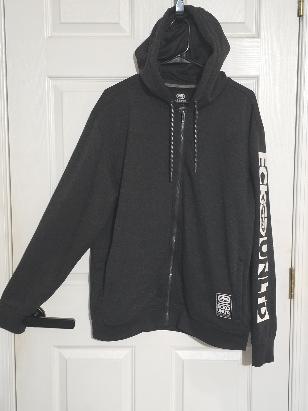 Ecko Unlimited Black Full-Zip Hoodie Jacket with Sleeve Logo